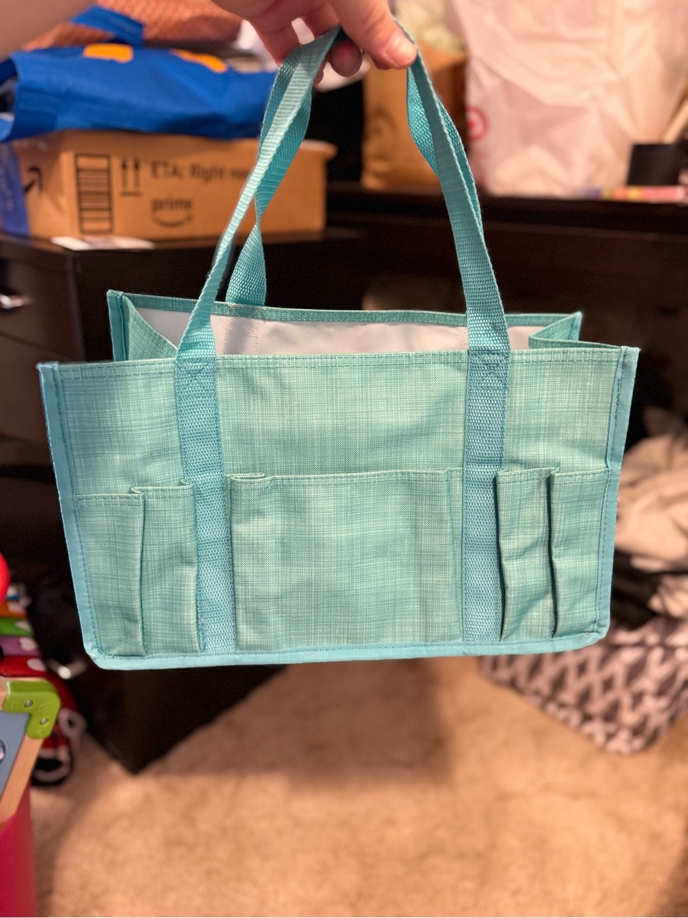 thirty-one Aqua/Turquoise Pocketed Utility Caddy Tote